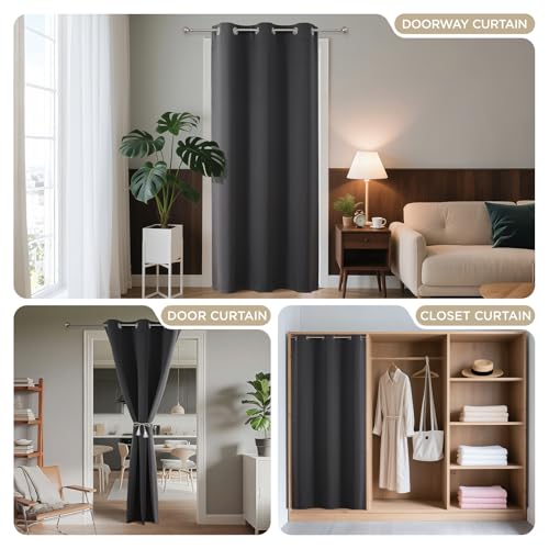 Door Curtain Blackout Curtains for Doorway Privacy Closet Drapes (Grey / 52"W x 96"L (Pack of 1))