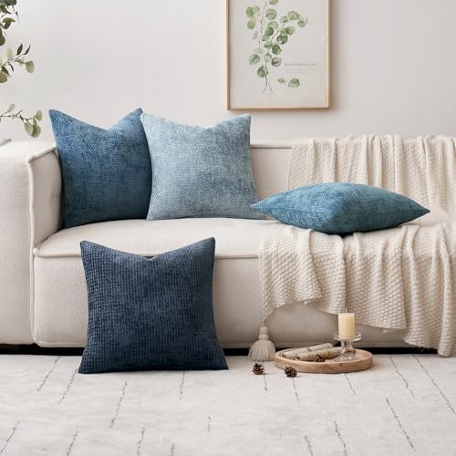 Decorative Couch Throw Pillow Covers 20x20 Inch Coastal Blue 2 Pack (20" x 20" (Pack of 2) / Coastal Blue)