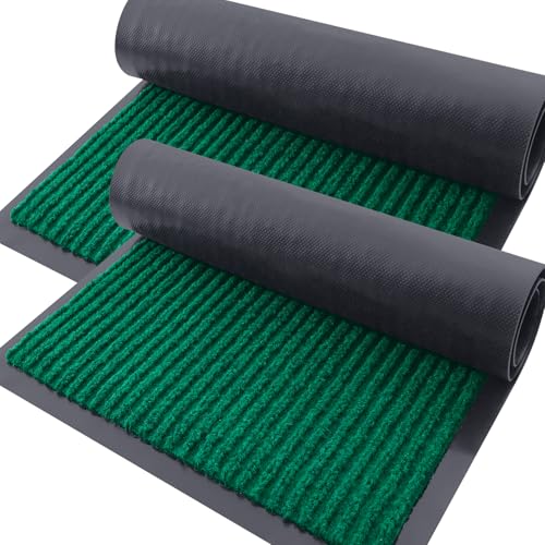 2 Pack Front Door Mats 47x32 (Green / 47" x 32")