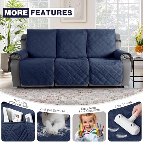 100% Waterproof Recliner Sofa Covers 3 Seater (Navy Blue / 3 Seater Standard)
