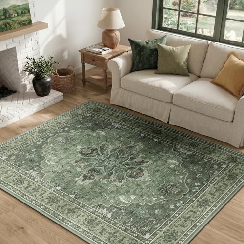 Washable Area Rug (Green/Dark Green/Gray / 4' x 6' (Rectangular))