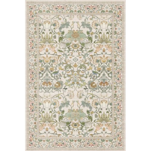 HY HAOYUNLAI Folral Washable 2x6 Kitchen Runner Rug Non (2' x 6' (Rectangular) / Floral/Ivory)