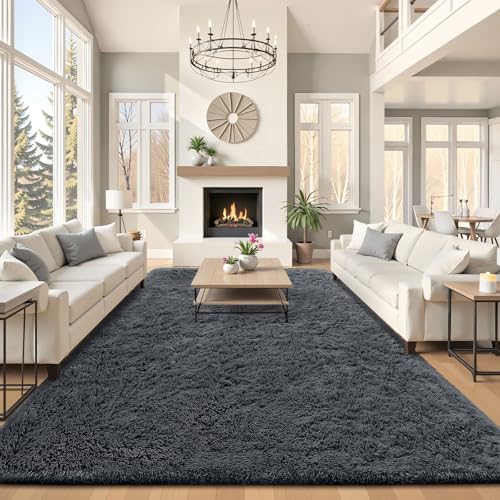 8x8 Machine Washable Large Area Rugs for Living Room (8x8 Ft Square / Grey)