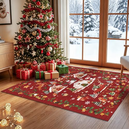 Washable Christmas Rug Runner 3x4 (3x4 / Xmas/Red)