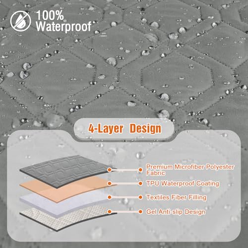 Waterproof Recliner Couch Covers Washable (Grey / 3 Seater)