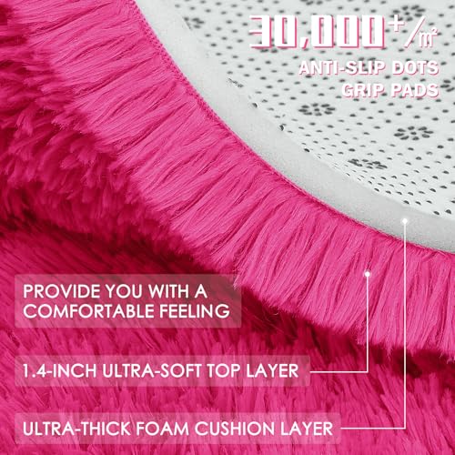 Hot Pink Round Rugs for Bedroom (6 Ft Round / Hot Pink)