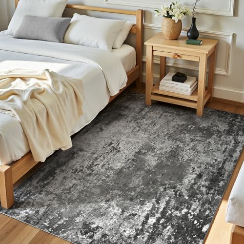 Entrance Rugs Indoor 3x5 Black Entry Rug Washable Abstract Black Small Area Rug Non (Black / 3' x 5' (Rectangular))
