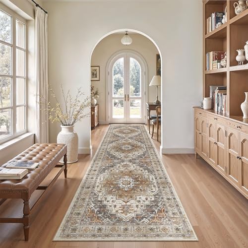 Hallway Runner Rug 2'6''x10' Kitchen Runners Vintage (Turmeric/Grey / 2'6" x 10' (Runner))