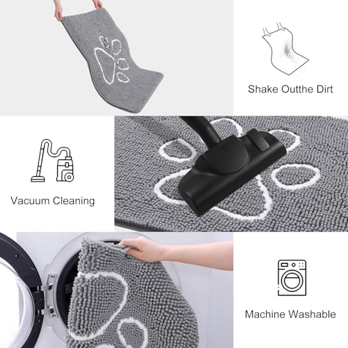 Dog Door Mat for Muddy Paws (30"X20" / Grey and White)