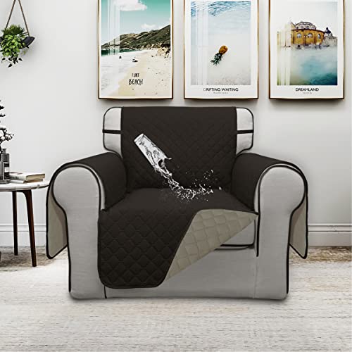 Double Protection 100% Waterproof Chair Sofa Covers for Living Room (Chocolate/Beige / Chair Small)
