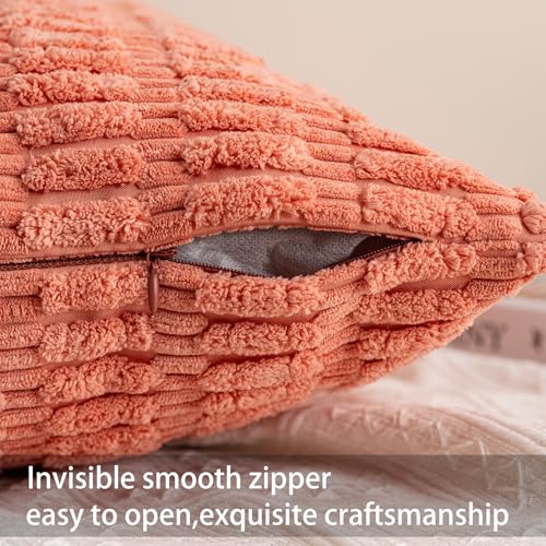 Pack of 2 Corduroy Decorative Throw Pillow Covers 18x18 Inch (Orange / 18" x 18" (Pack of 2))