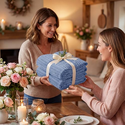 6 Pcs Flannel Blankets Bulk (Royal Blue)