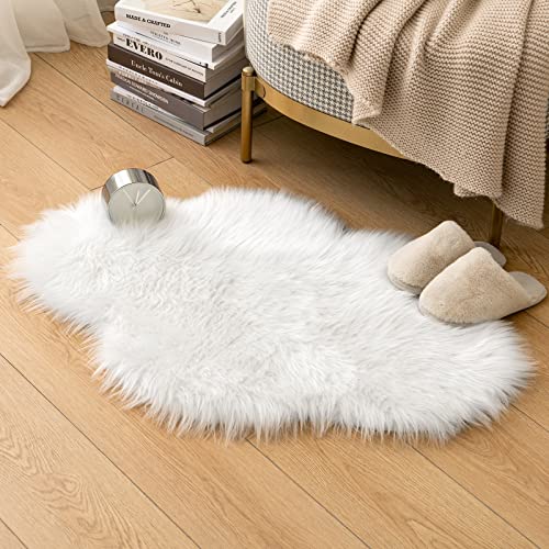 Fluffy Area Rug 2'x3' Cloud Faux Fur Sheepskin Rug for Bedroom White (2' x 3' (Cloud) / White)