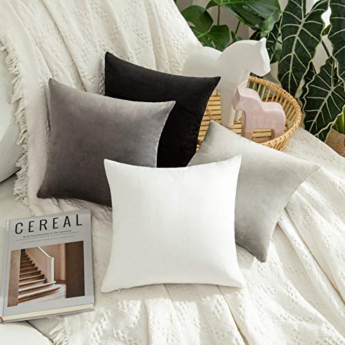 Velvet Throw Pillow Covers 12x12 Inch Pack of 2 Black (12" x 12" (Pack of 2) / Black)