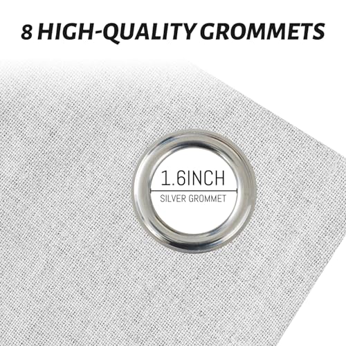White Linen Textured Curtains 90 Inches Long for Living Room (Linen Greyish White / 52"W x 90"L (Pack of 2))