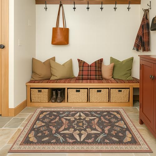 Boho Brown 3x5 Entryway Rugs Indoor (3' x 5' (Rectangular) / Tribal Brown)