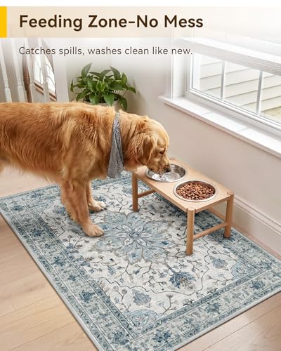 Washable Area Rug (Blue/White/Gray / 8' x 8' (Square))