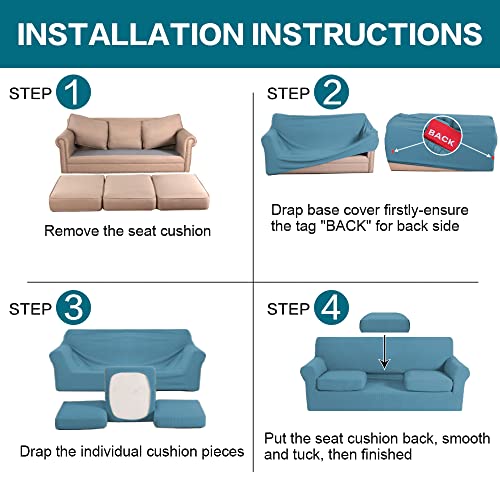 4 Piece Sofa Covers for 3 Cushion Couch Sofa Slipcover Soft Couch Cover for Dogs (XL Sofa (3 Cushion) / Storm Blue)