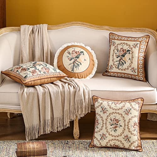 French Vintage Linen Throw Pillow Cover (18" x 18" (Pack of 1) / Parkerestate B)