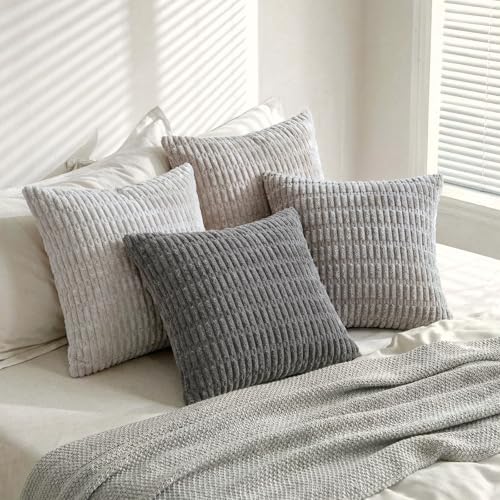 4 Packs Decorative Throw Pillow Covers for Living Room Couch Bed (28" x 28" (Pack of 4) / Grey Series)