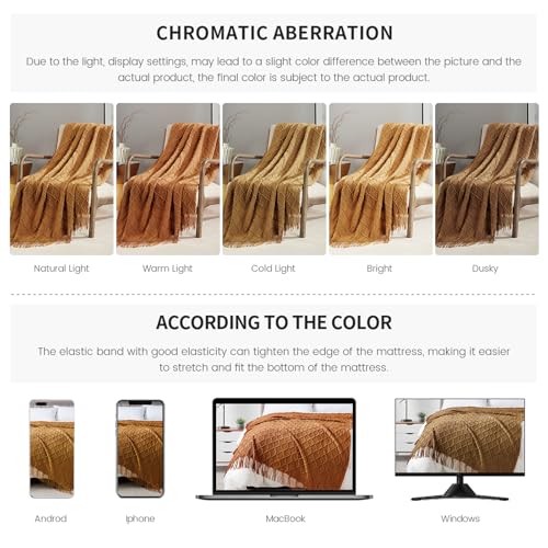 Almond Throw Blanket 50 x70 Inch Jacquard Throw Knitted Blanket (Jacquard-almond / 50"x70")