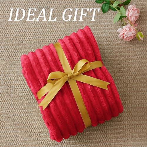 Ribbed Twin Blanket for Couch & Bed (Red / Twin(60"x80"))