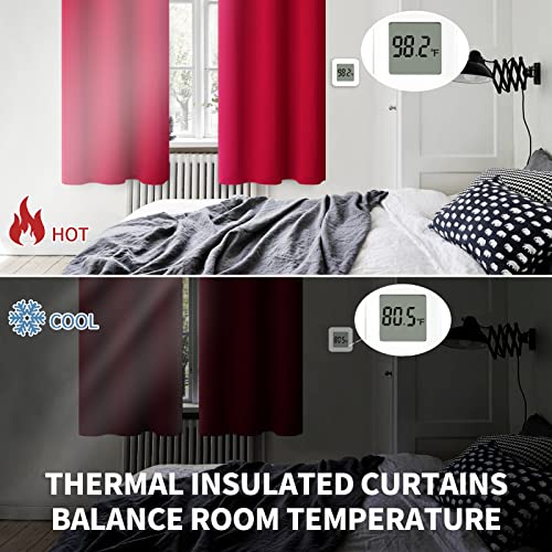 Red Blackout Curtains for Living Room 95 Inch Long (Red / 52"W x 95"L (Pack of 2))