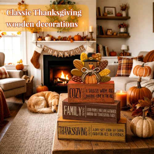 4 Pcs Thanksgiving Turkey Decor for Home Cozy Fall Table Decoration (Cozy Thanksgiving)