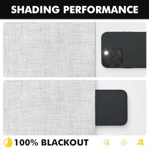 100% Blackout Linen Curtains 42 x 72 Inch Grayish White 2 Panels (Grayish White / 42"W x 72"L (Pack of 2))