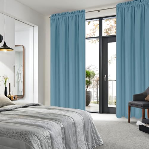 Blackout Curtains for Bedroom Living Room 42 x 72 Inch Long 2 Panels (Stone Blue / 42"W x 72"L (Pack of 2))