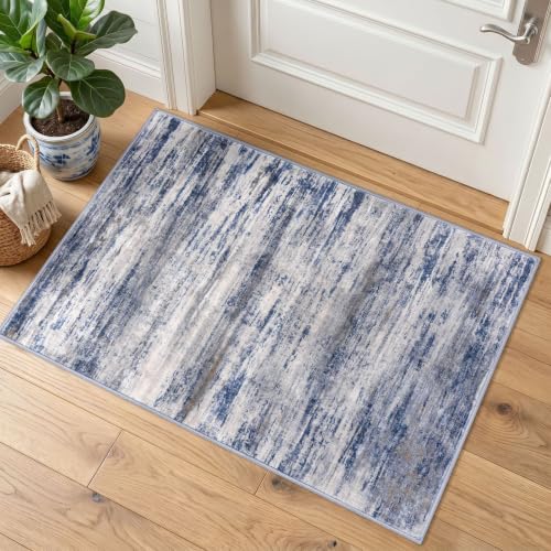 Abstract Rugs for Entryway 2x3 Washable Small Area Rug Grey (Blue-grey / 2' x 3' (Rectangular))