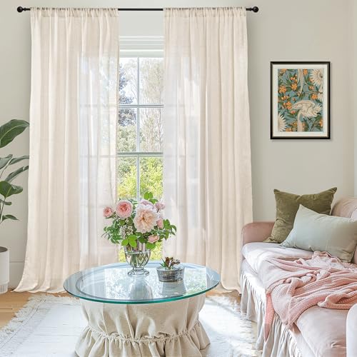 Long Linen Curtains 102 Inch Length for Living Room (Oatmeal / 52"W x 102"L (Pack of 2))