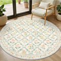 Round Area Rug Living Room (Beige/Multi / 4' (Round))
