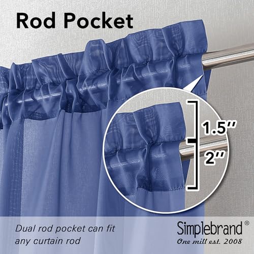 Royal Blue Sheer Curtains 72 Inches Long 2 Panels for Living Room (Royal Blue / 42"W x 72"L (Pack of 2))