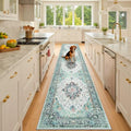 Washable Area Rug (Teal Green/White/Navy / 2' x 10' (Rectangular))