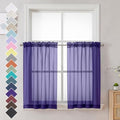 Purple Kitchen Sheer Curtains 36 inches Long (Purple / 42"W x 36"L (Pack of 2))
