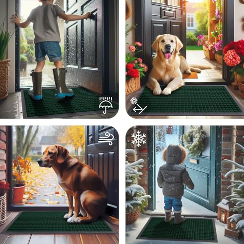 Front Door Mat Outside Entrance (Black Green / 47" X 23")