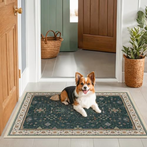 Dark Green Oushak 3x4 Large Entryway Rug (3' x 4' (Rectangular) / Dark Green)