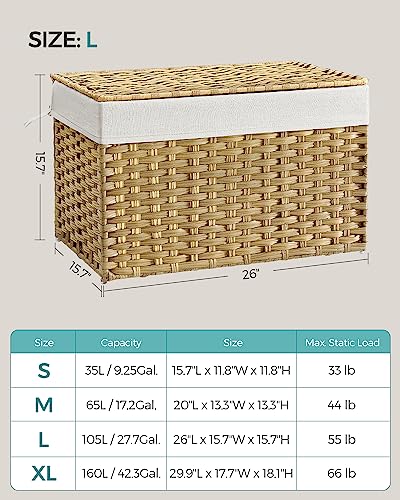 Woven Storage Basket with Lid (105 L / Natural)
