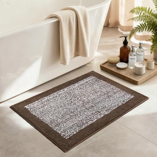 Bathroom Rugs 30x20 Non Slip Washable (Brown / 1'8" x 2'6" (Rectangular))