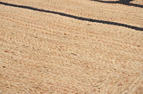 Scallop Pattern Jute Bohemian Area Rug (2'x8' (Runner) / Black)