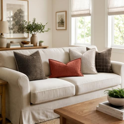 Decorative Couch Throw Pillow Covers 20x20 Inch Brown 2 Pack (Brown / 20" x 20" (Pack of 2))