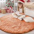 Muted Orange Round Rugs for Bedroom (4 Ft Round / Muted Orange)