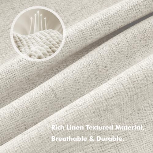 100% Blackout Linen Curtains 42 x 63 Inch Light Cream 2 Panels (Light Cream / 42"W x 63"L (Pack of 2))