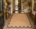 Scalloped Natural Jute Area Rug 8x10 Ft (8'x10' / Navy)