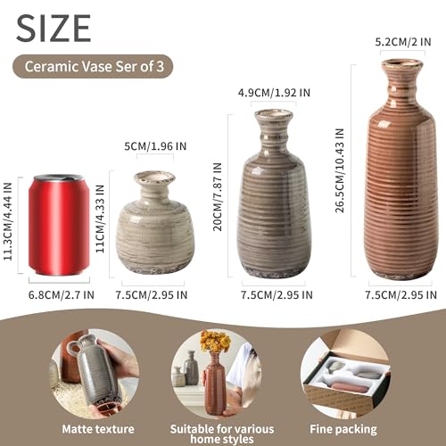 Ceramic Vases Set of 3 (011 - Brown)