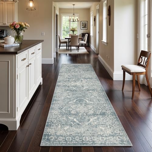 3x10 Washable Hallway Runner Rug (Blue / 3x10)