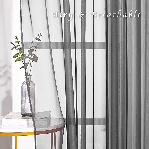 Voile Sheer Window Curtain Panels (Dark Grey / 54"W x 54"L (Pack of 2))