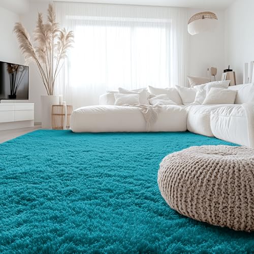 8x10 Machine Washable Large Area Rugs for Living Room (8x10 Ft / Teal)