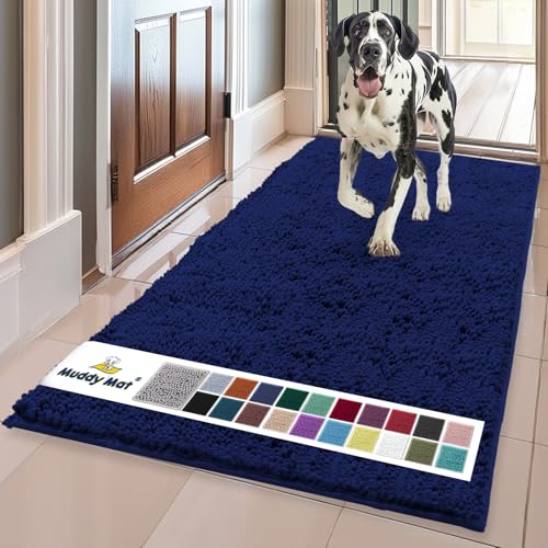 Super Water Absorbent Door Mat Indoor (Navy Blue / 24" x 60")
